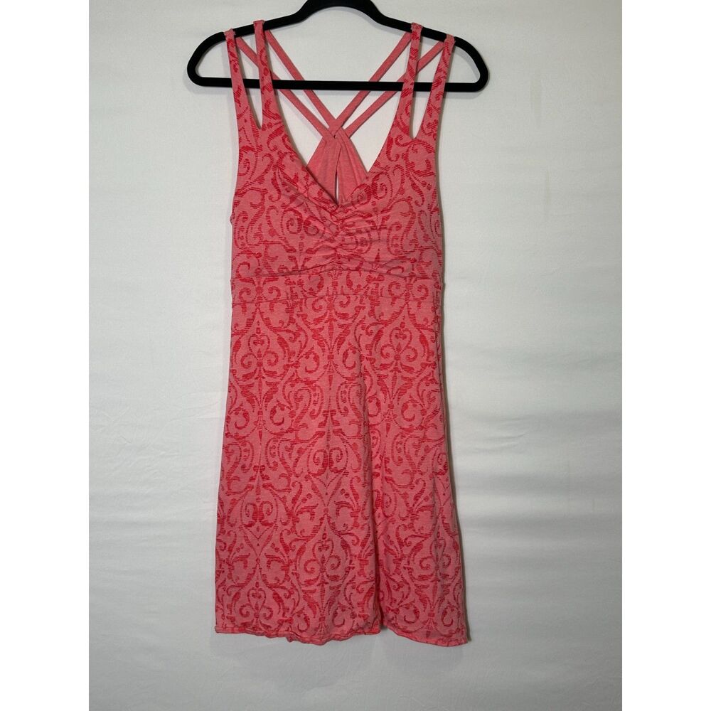Dakini Women's BOHO Fully Lined Racer Back Mini Dress Size L Beach Ruched Front